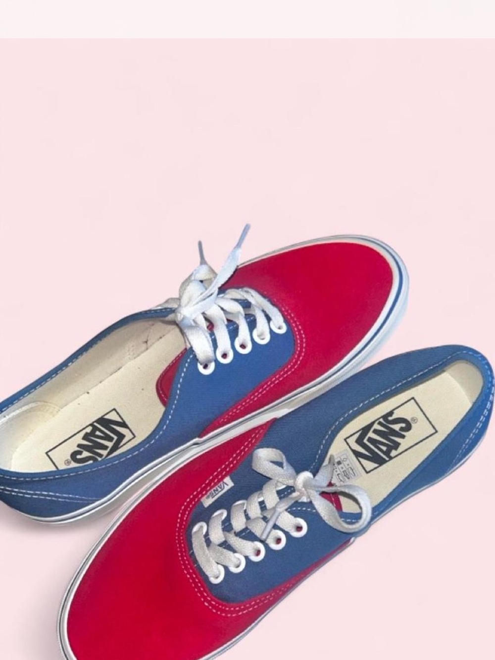 Vans Two-Tone Red and Blue Low-Top Sneakers